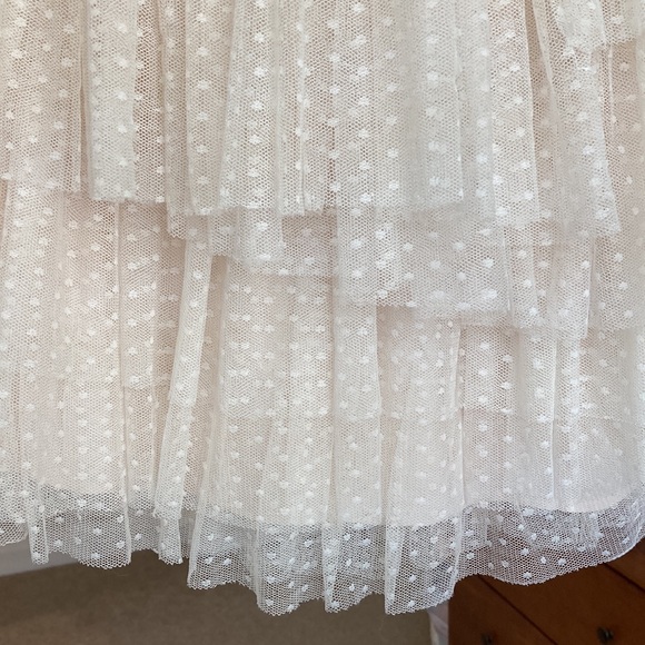 A&F Tulle off white sheet polka dot layered Mini Skirt - Picture 4 of 5